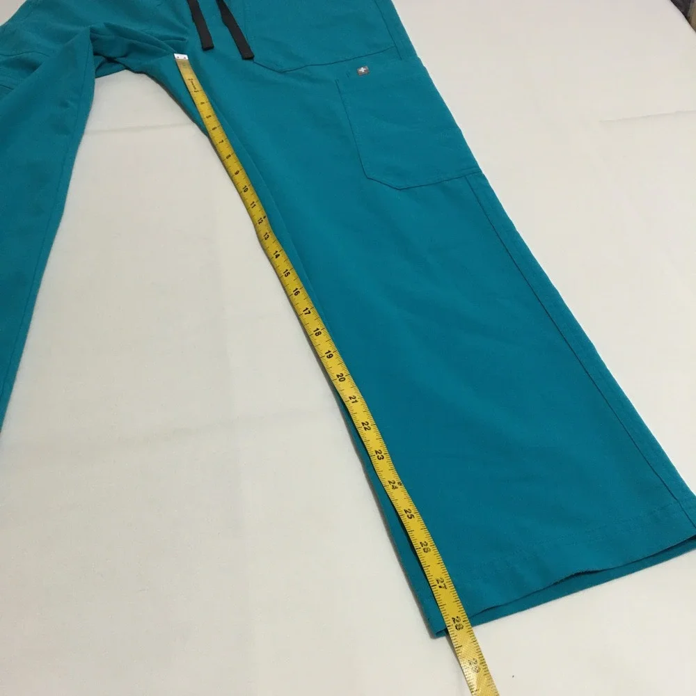 FIGS Cairo Cargo Scrub Pants Mens Small Short Teal Drawstring